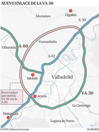 Tercer carril de la A-62 en Simancas.