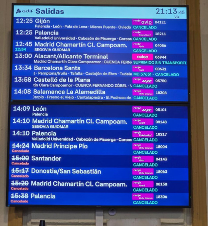 Estación de Campo Grande en Valladolid, que permanecerá abierta toda la noche por el apagón.