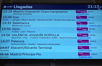 Estación de Campo Grande en Valladolid, que permanecerá abierta toda la noche por el apagón.