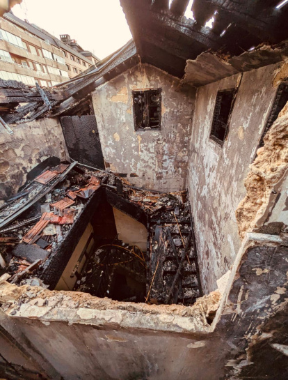 Incendio en un tejado de la calle San José