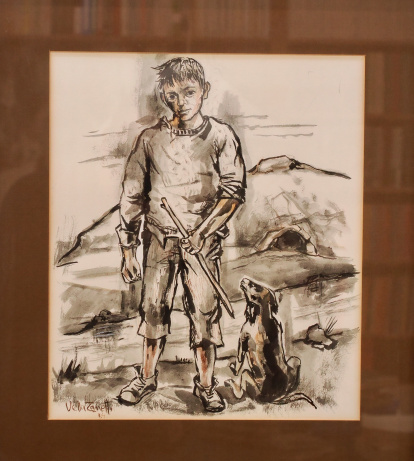 En el Despacho luce un original que realizara el artista burgalés para una edición de 'Las ratas'.