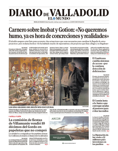Portada del 27 de diciembre