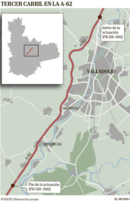 Infografía del tercer carril en la A-62