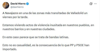 Tuit de David Hierro en la red social 'X'
