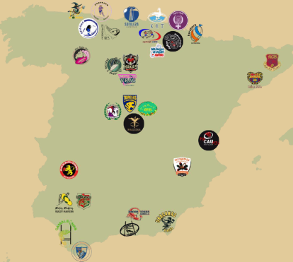Mapa equipos Rugby participantes en el Intercatia Fest 2026.