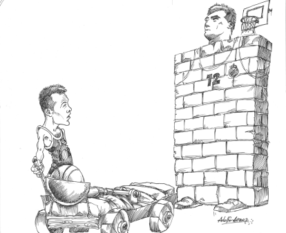 Imagen de archivo de una ilustración en El Mundo de Valladolid de Oscar Schmidt ante Sabonis en la previa de un Fórum- Real Madrid. /