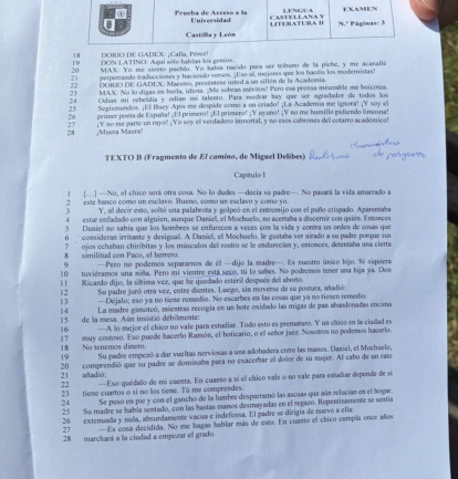 Imagen del examen de Lengua y Literatura Españo