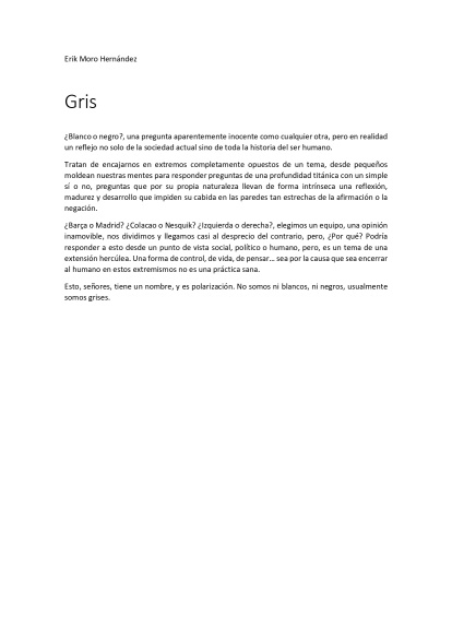 Columna 'Gris' de Erik Moro Hernández, alumno del IES Diego Praves.