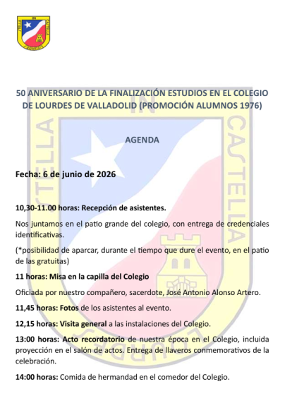 Imagen del programa del acto por los 50 años de la promoción