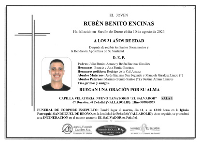 Esquela de Rubén Benito Encinas.